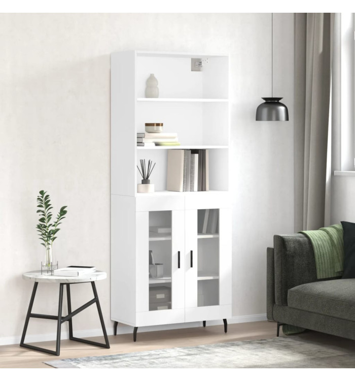 Buffet haut Blanc 69,5x34x180 cm Bois d'ingénierie | Mobilier & Déco