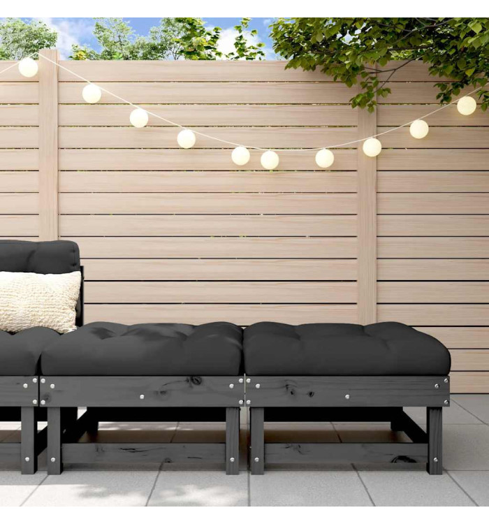 Repose-pieds de jardin coussins lot de 2 gris bois pin massif | Mobilier & Déco