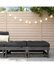 Repose-pieds de jardin coussins lot de 2 gris bois pin massif | Mobilier & Déco