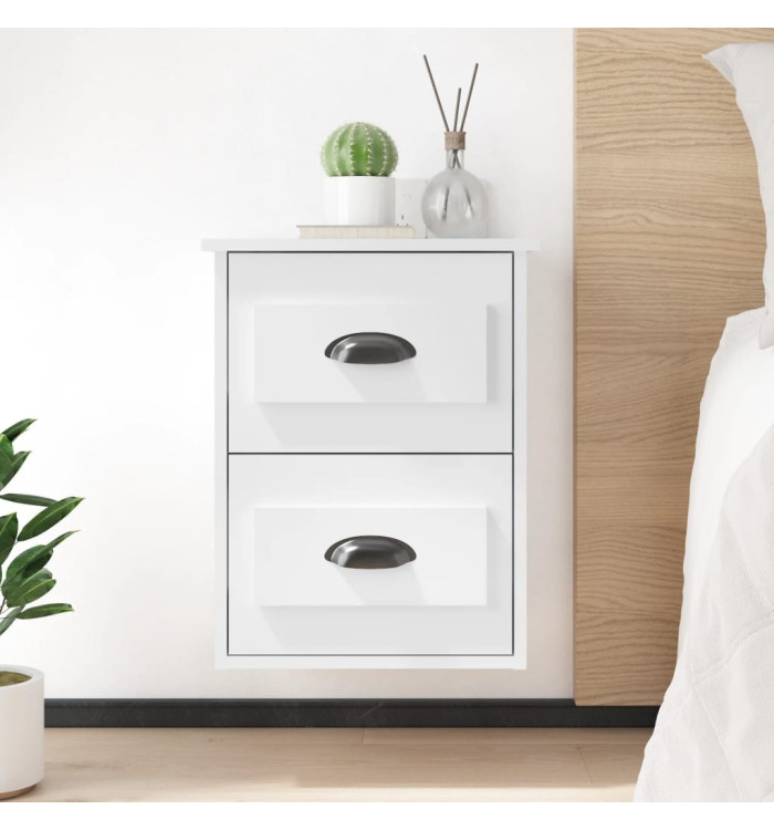 Table de chevet murale blanc brillant 41,5x36x53 cm | Mobilier & Déco