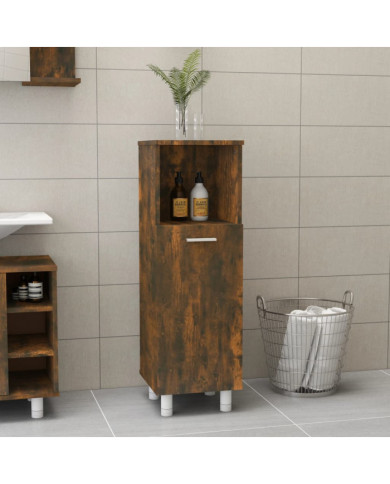 Armoire de bain Chêne fumé 30x30x95 cm Bois d'ingénierie | Mobilier & Déco
