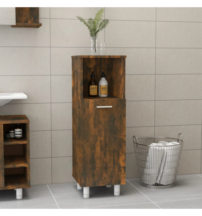 Armoire de bain Chêne fumé 30x30x95 cm Bois d'ingénierie | Mobilier & Déco