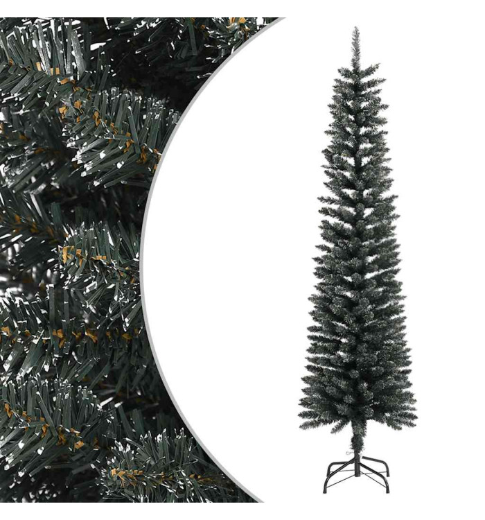 Sapin de Noël artificiel mince avec support Vert 180 cm PVC | Mobilier & Déco