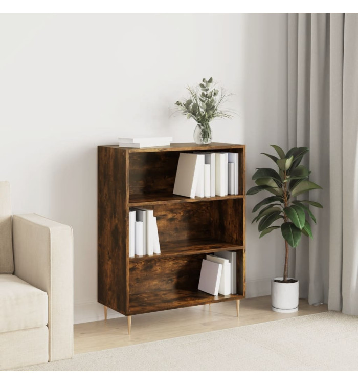 Bibliothèque chêne fumé 69,5x32,5x90 cm bois d'ingénierie | Mobilier & Déco