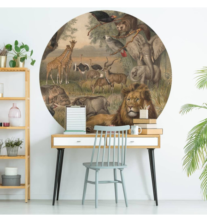 WallArt Papier peint cercle Animals of Africa 142,5 cm | Mobilier & Déco