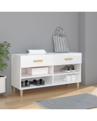 Armoire à chaussure Blanc brillant 102x35x55 cm Bois ingénierie | Mobilier & Déco