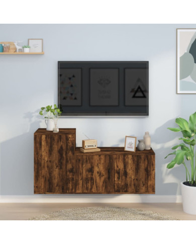 Ensemble de meubles TV 2 pcs Chêne fumé Bois d'ingénierie | Mobilier & Déco