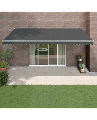 Auvent rétractable anthracite 5x3 m tissu et aluminium | Mobilier & Déco