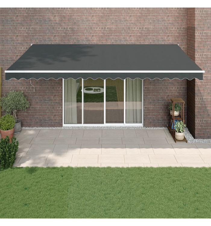 Auvent rétractable anthracite 5x3 m tissu et aluminium | Mobilier & Déco