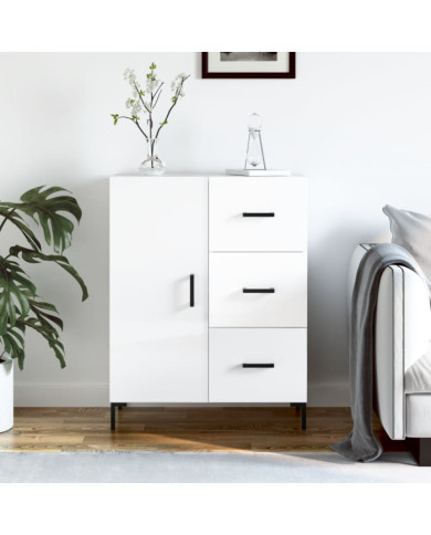 Buffet Blanc brillant 69,5x34x90 cm Bois d'ingénierie | Mobilier & Déco