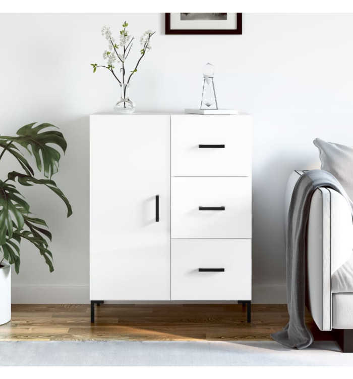 Buffet Blanc brillant 69,5x34x90 cm Bois d'ingénierie | Mobilier & Déco