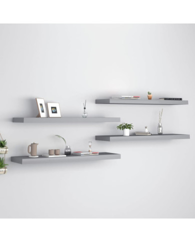 Étagères murales flottantes 4 pcs gris 90x23,5x3,8 cm MDF | Mobilier & Déco