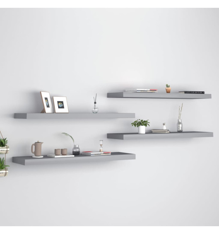 Étagères murales flottantes 4 pcs gris 90x23,5x3,8 cm MDF | Mobilier & Déco