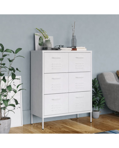Armoire à tiroirs Blanc 80x35x101,5 cm Acier | Mobilier & Déco
