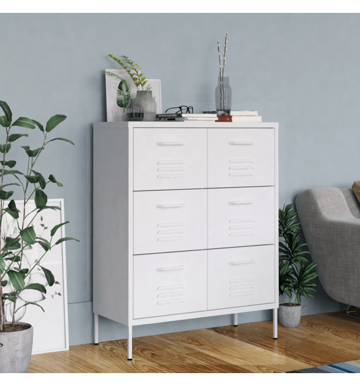 Armoire à tiroirs Blanc 80x35x101,5 cm Acier | Mobilier & Déco