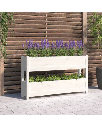 Jardinière Blanc 112x25x66 cm Bois massif de pin | Mobilier & Déco