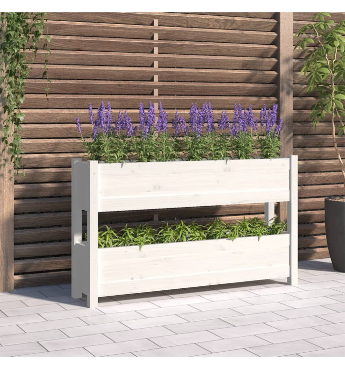 Jardinière Blanc 112x25x66 cm Bois massif de pin | Mobilier & Déco