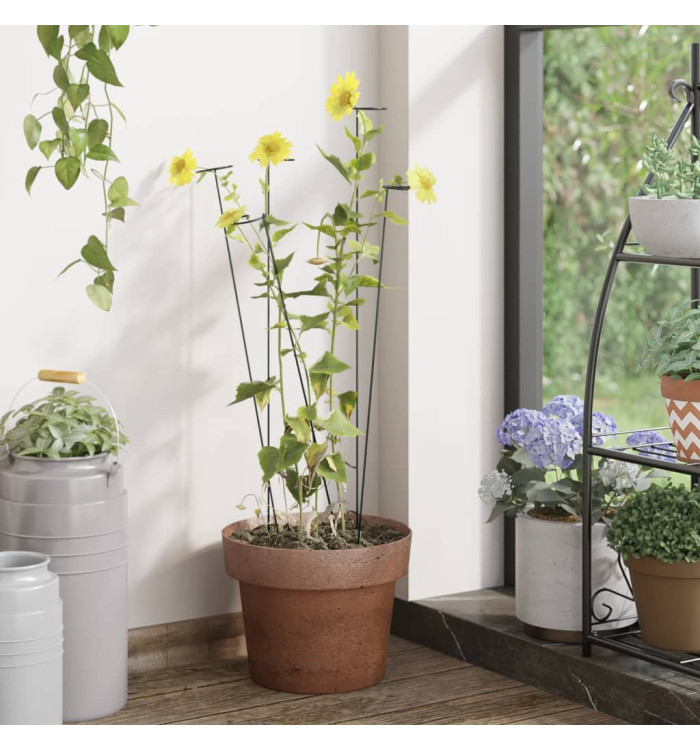 Piquets pour plantes de jardin 20 pcs vert foncé 91 cm acier | Mobilier & Déco