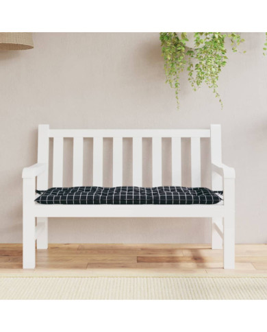 Coussin de banc de jardin carreaux noir 120x50x7 cm tissu | Mobilier & Déco