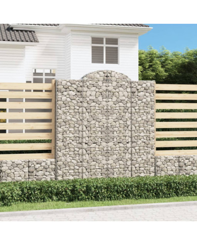 Paniers à gabions arqués 4 pcs 200x30x220/240 cm fer galvanisé | Mobilier & Déco