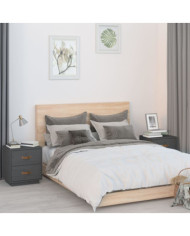   Tables de chevet 2 pcs Gris 40x34x45 cm Bois de pin massif | Mobilier & Déco
