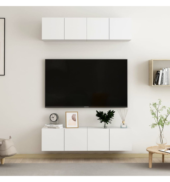 Meubles TV 4 pcs Blanc 60x30x30 cm Aggloméré | Mobilier & Déco
