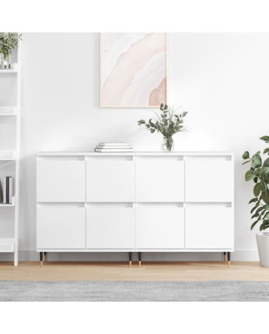 Buffets 2 pcs blanc brillant bois d'ingénierie | Mobilier & Déco
