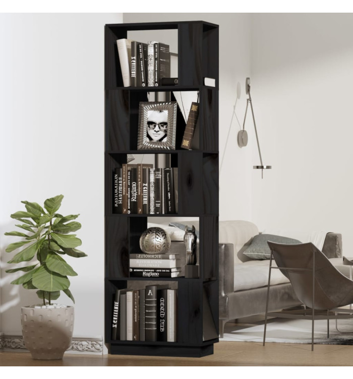 Bibliothèque/Séparateur de pièce Noir 51x25x163,5 cm Pin solide | Mobilier & Déco