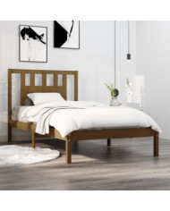 Cadre de lit sans matelas marron miel bois massif 100x200 cm | Mobilier & Déco