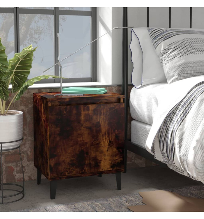 Table de chevet avec pieds en métal Chêne fumé 40x30x50 cm | Mobilier & Déco