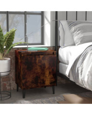 Table de chevet avec pieds en métal Chêne fumé 40x30x50 cm | Mobilier & Déco