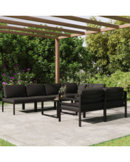Salon de jardin 8 pcs avec coussins Aluminium Anthracite | Mobilier & Déco