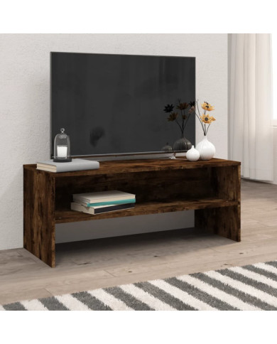 Meuble TV Chêne fumé 100x40x40 cm Bois d'ingénierie | Mobilier & Déco