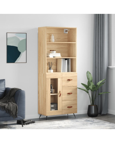 Buffet haut Chêne sonoma 69,5x34x180 cm Bois d'ingénierie | Mobilier & Déco