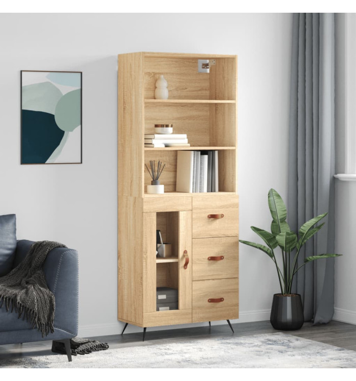 Buffet haut Chêne sonoma 69,5x34x180 cm Bois d'ingénierie | Mobilier & Déco