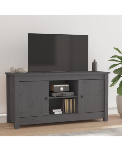 Meuble TV Gris 103x36,5x52 cm Bois de pin massif | Mobilier & Déco