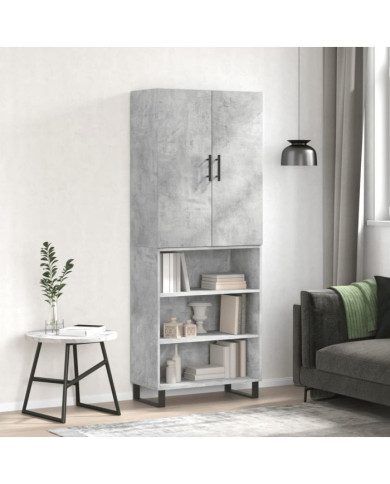 Buffet haut Gris béton 69,5x34x180 cm Bois d'ingénierie | Mobilier & Déco