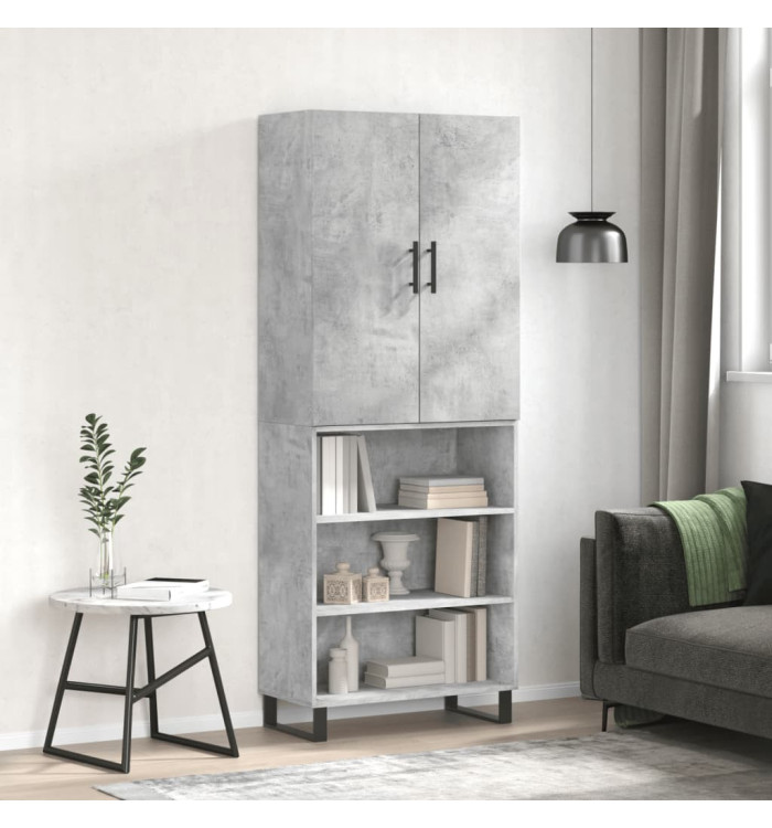 Buffet haut Gris béton 69,5x34x180 cm Bois d'ingénierie | Mobilier & Déco