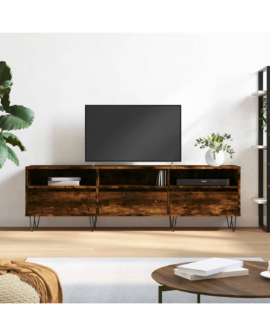 Meuble TV chêne fumé 150x30x44,5 cm bois d'ingénierie | Mobilier & Déco