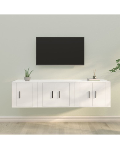 Ensemble de meubles TV 3 pcs Blanc Bois d'ingénierie | Mobilier & Déco