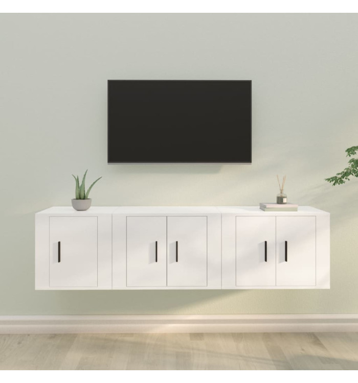 Ensemble de meubles TV 3 pcs Blanc Bois d'ingénierie | Mobilier & Déco