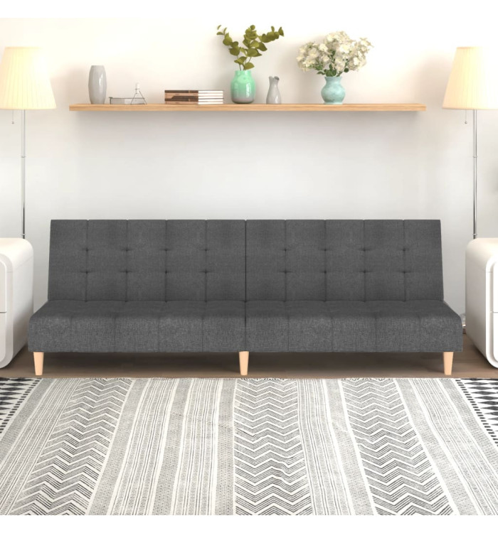 Canapé-lit à 2 places Gris clair Tissu | Mobilier & Déco
