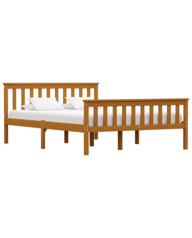 Cadre de lit sans matelas marron miel pin massif 140x200 cm | Mobilier & Déco