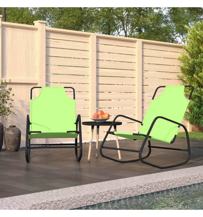 Chaises longues à bascule lot de 2 vert acier et textilène | Mobilier & Déco