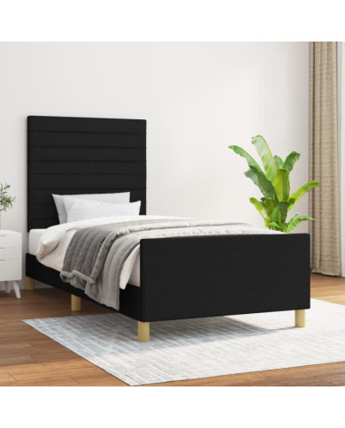 Cadre de lit sans matelas noir 80x200 cm tissu | Mobilier & Déco