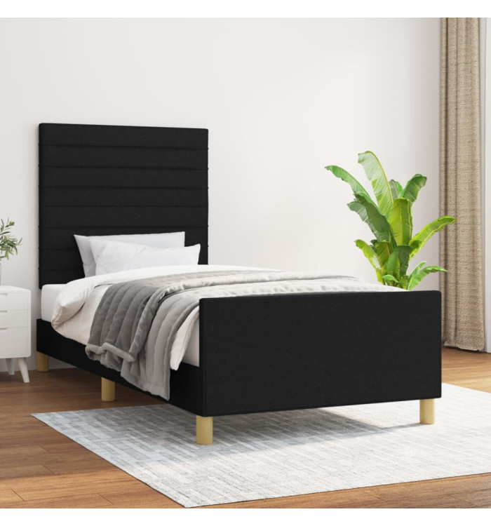 Cadre de lit sans matelas noir 80x200 cm tissu | Mobilier & Déco