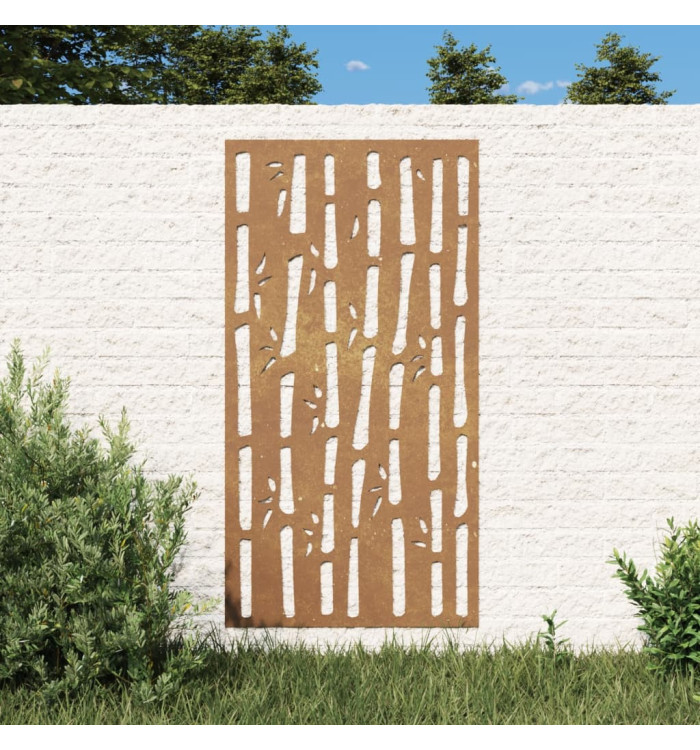 Décoration murale jardin 105x55 cm acier corten design bambou | Mobilier & Déco