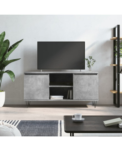 Meuble TV gris béton 104x35x50 cm bois d'ingénierie | Mobilier & Déco