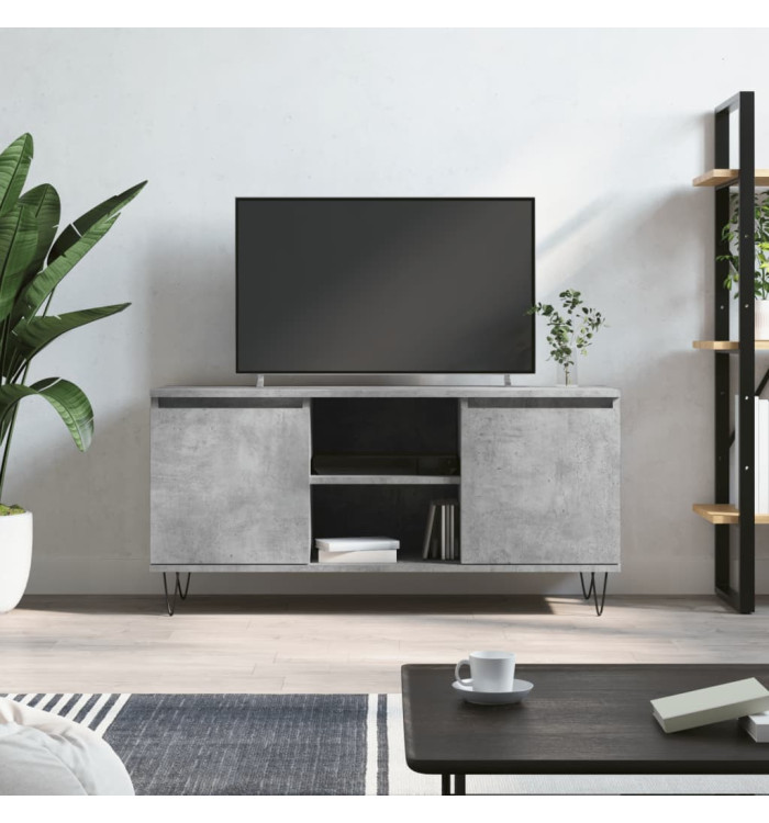 Meuble TV gris béton 104x35x50 cm bois d'ingénierie | Mobilier & Déco