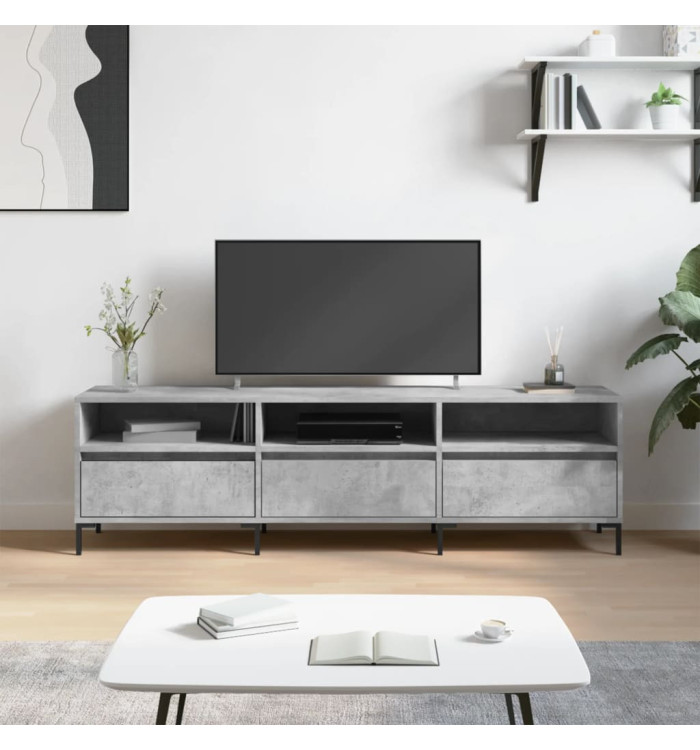 Meuble TV gris béton 150x30x44,5 cm bois d'ingénierie | Mobilier & Déco